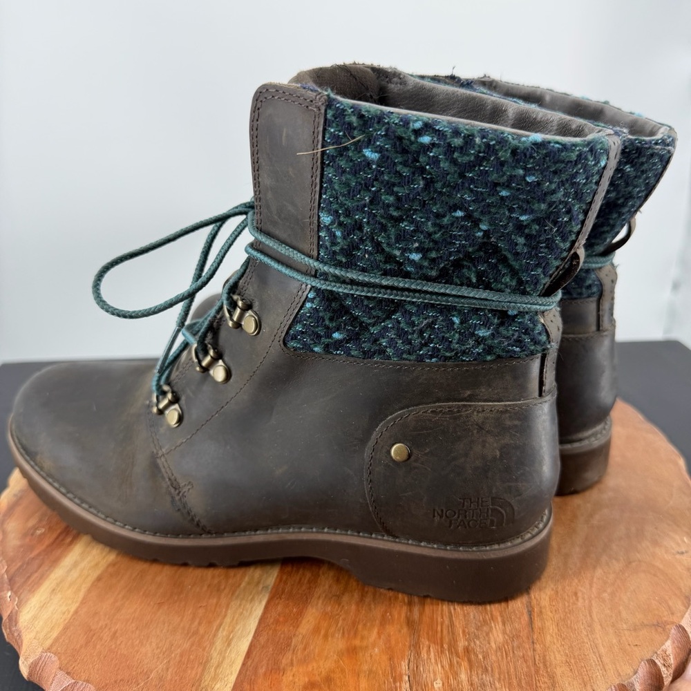 The North Face Ballard Lace Ankle Combat Boots Brown Blue Green Tweed Women’s 8 - Picture 4 of 9